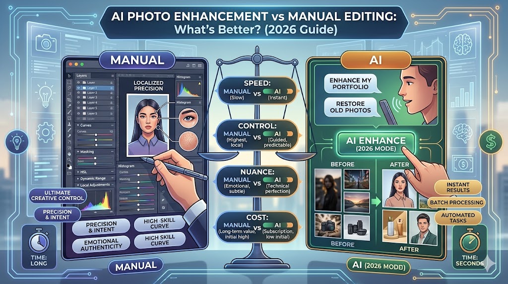 🖼️ AI Photo Enhancement vs Manual Editing: What’s Better?