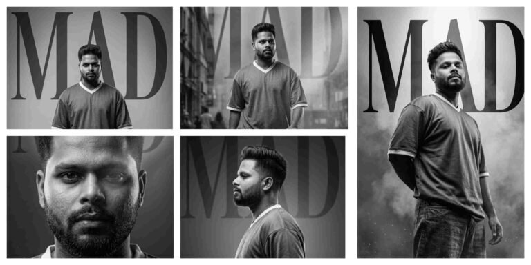 Cinematic Black and White Studio Portrait AI Prompt