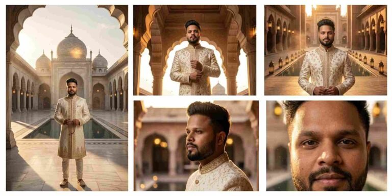 Cinematic Eid Portrait AI Prompt for Luxury Islamic Fashion Photography