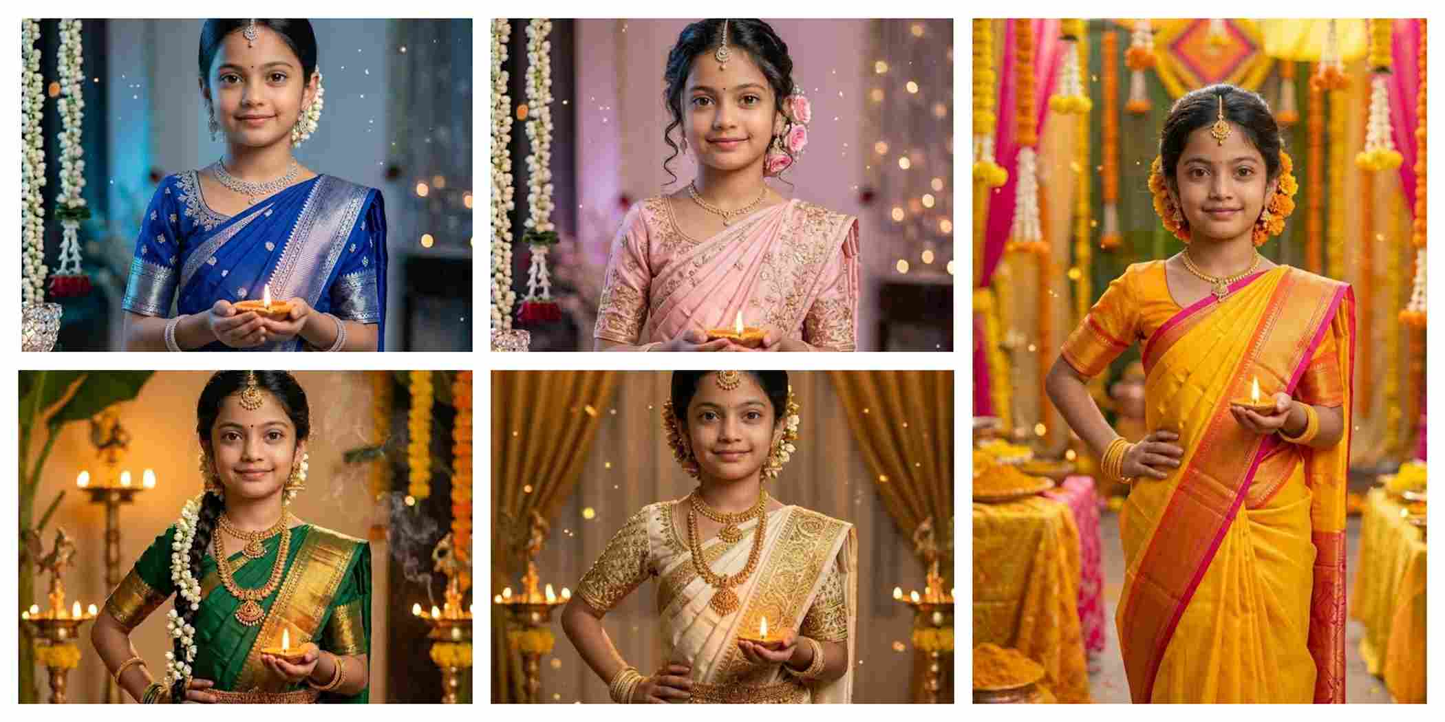 Kids In Saree AI Photo Editing Prompts | AI Image Generator for Business Marketing