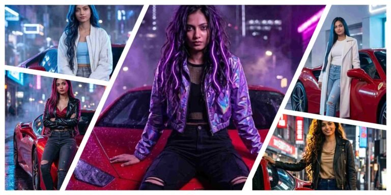 Girl With Super Car Ai Prompt | AI Image Generator for Business Marketing