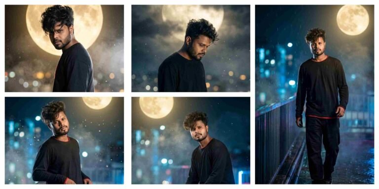 Ultra Detailed Night Moonlit Rooftop Portrait AI Prompt | AI Image Generator for Business Marketing