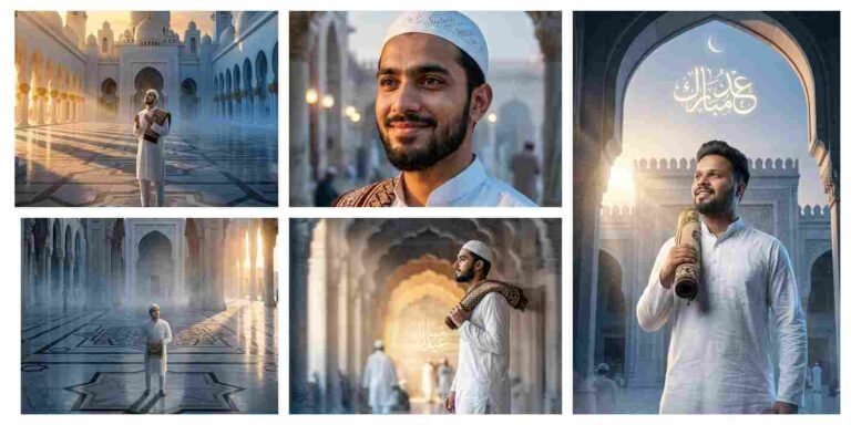 Ultra Realistic Eid Mubarak Fajr Scene AI Prompt