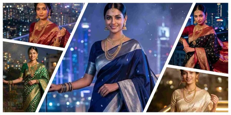 Indian Woman Wearing Modern Saree Image AI Prompts | AI Image Generator for Business Marketing