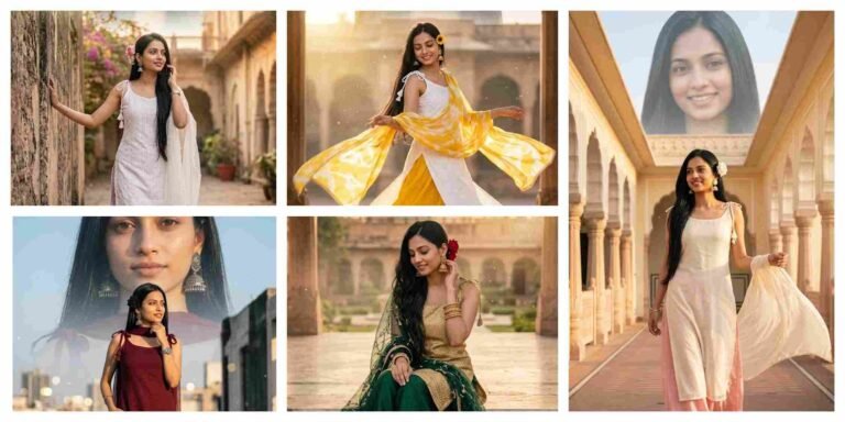 Bollywood Style AI Prompt For Dreamy Emerald Green Ethnic Portrait