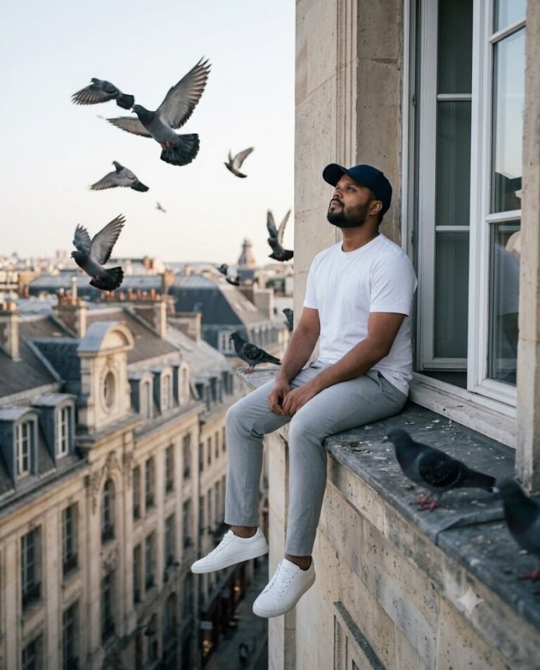Cinematic European City Pigeon Portrait – Gemini Prompt