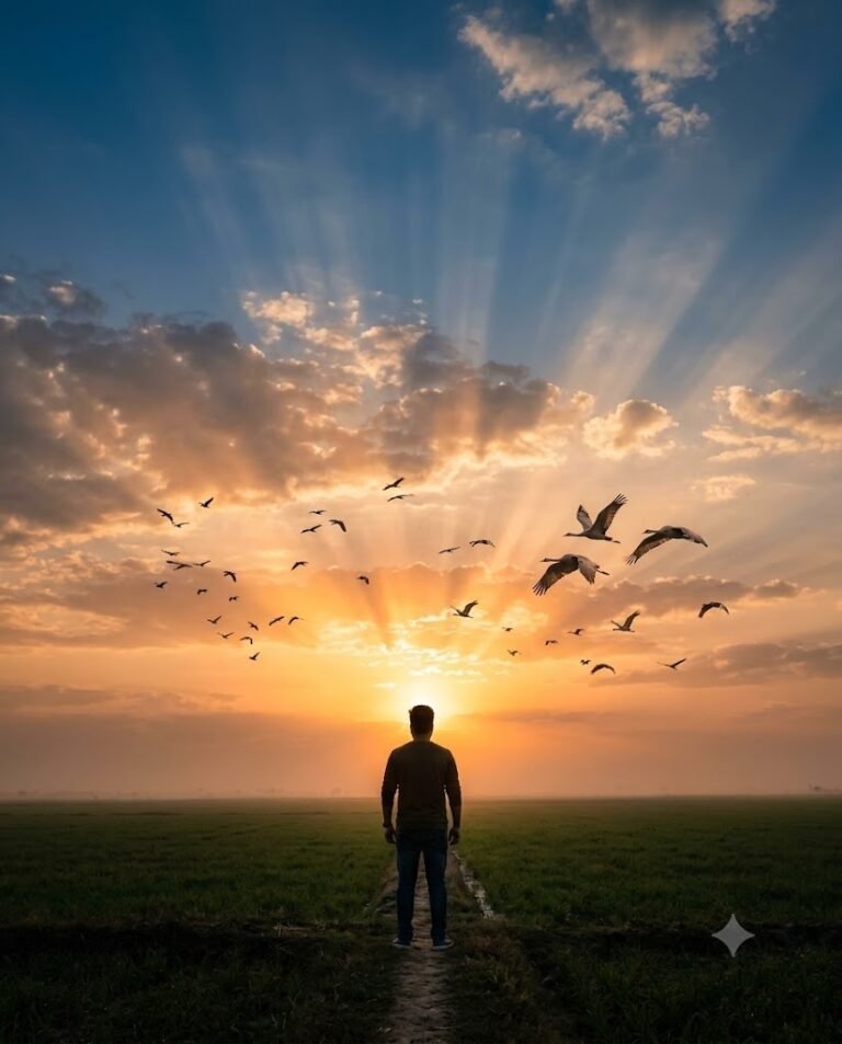 Cinematic Sunset Field Silhouette – Gemini Prompt