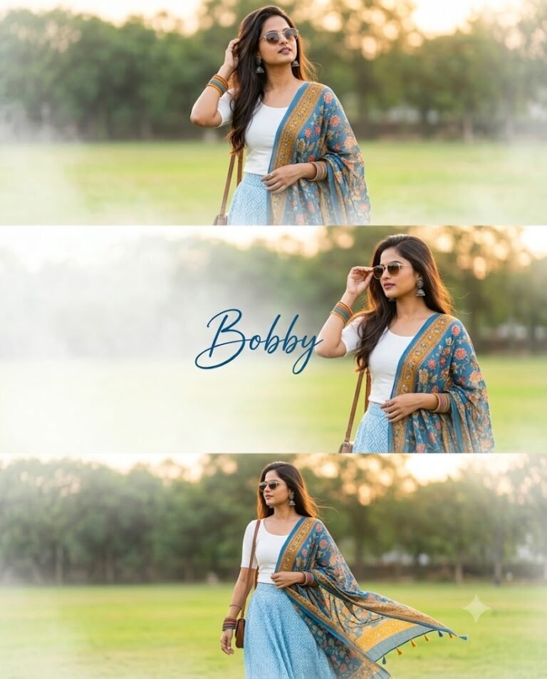 Ultra-Realistic 3-Frame “Bobby” Fashion Collage – Gemini Prompt