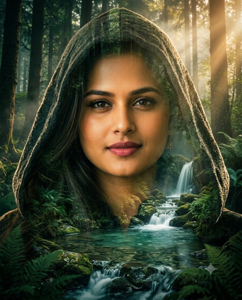 Ultra-Realistic Enchanted Forest Double-Exposure Portrait – Gemini Prompt