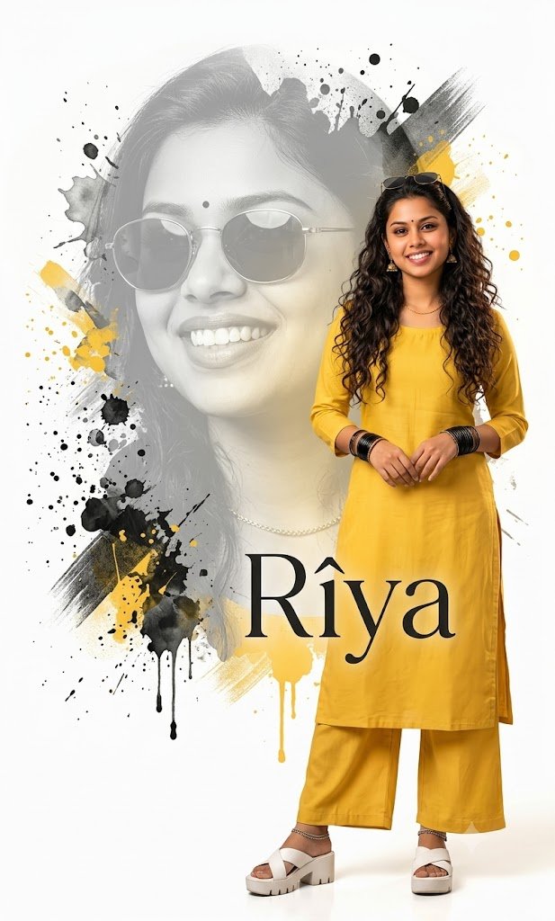 Yellow Outfit Double Portrait Birthday Collage | Gemini Prompt